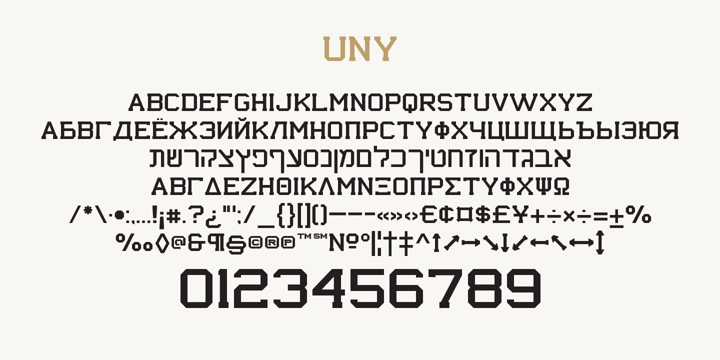 UNY Backslant Font preview